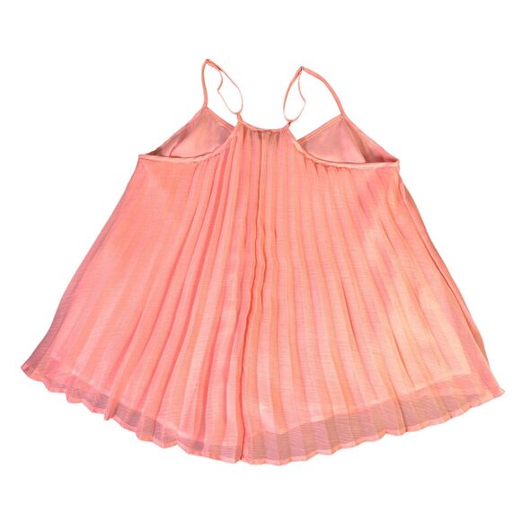 Bar lll Women Pink Pleated Sheer Flare Tank Top Lined Razer Back Size Medium - Picture 8 of 10
